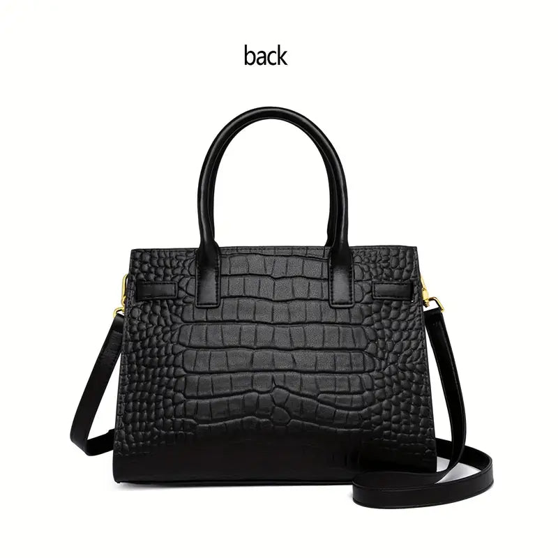 Birkin Inspired Genuine Leather Crocodile Handbag - Limited Edition