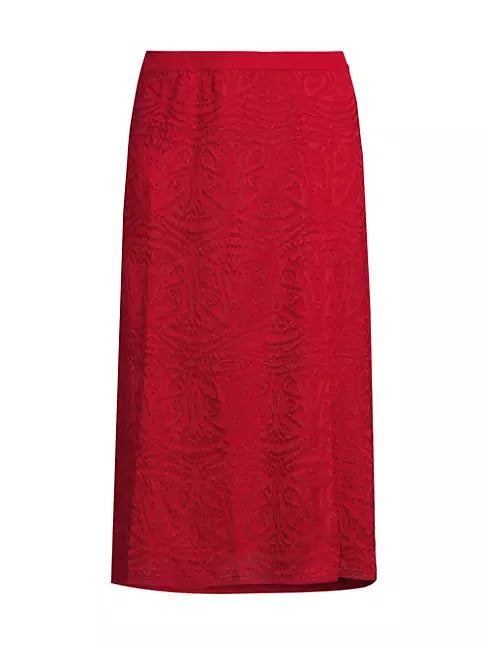 Misook Burnout Midi A-Line Knit Skirt