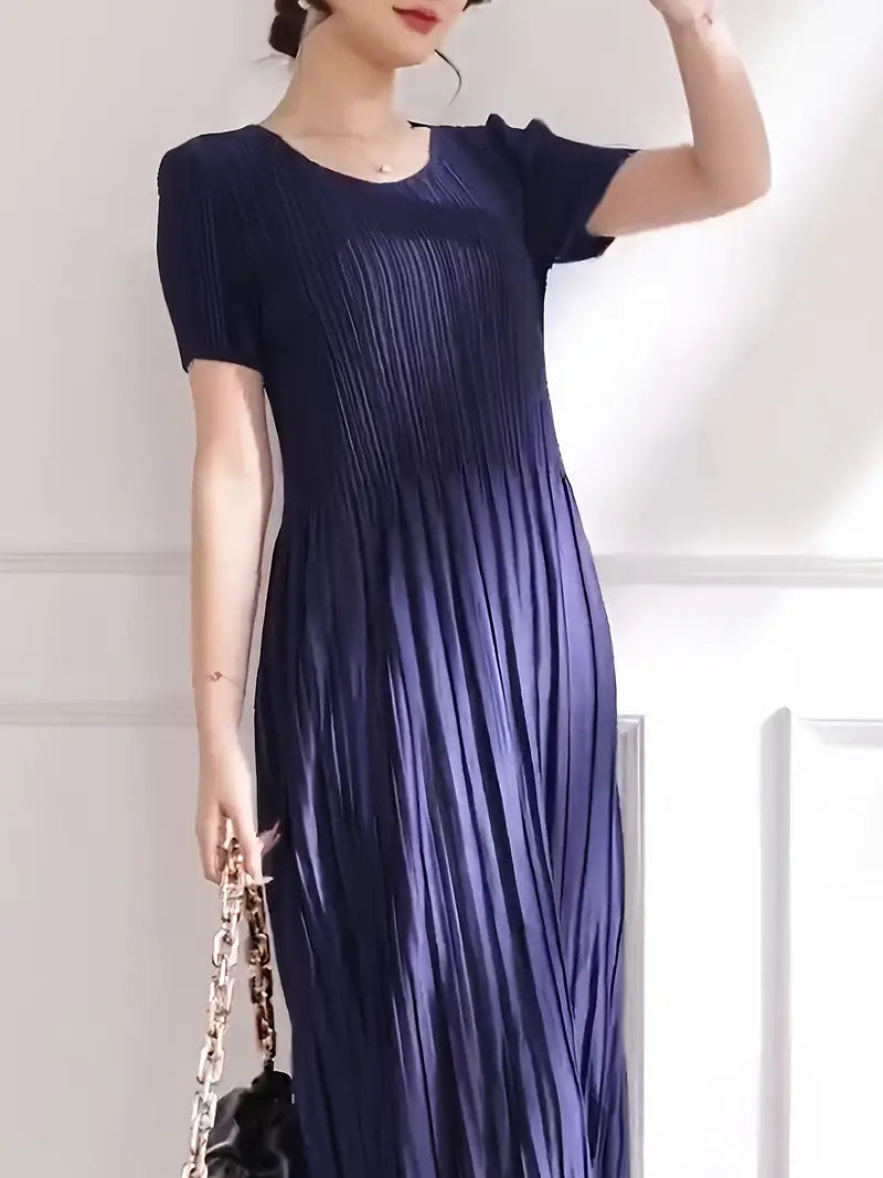 Classic Pleated Polyester Dress