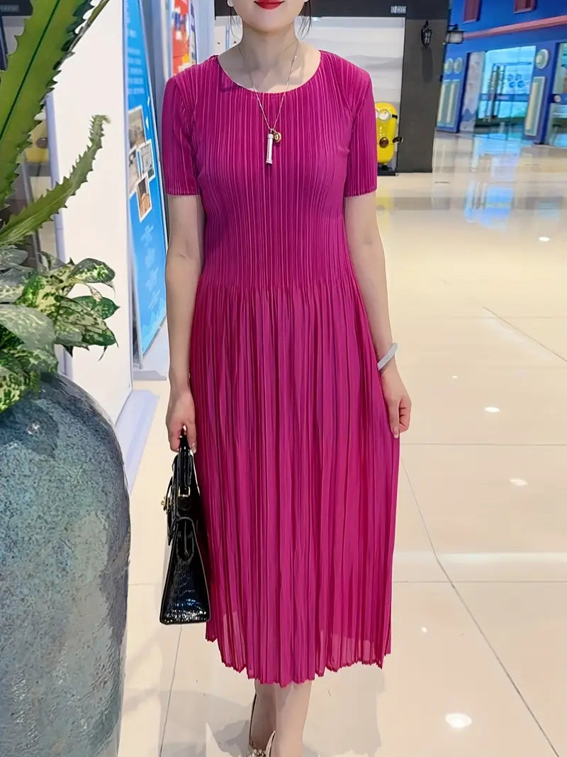 Classic Pleated Polyester Dress