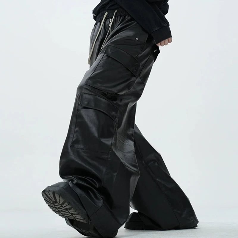 High Street Glossy Black Cargo Pants