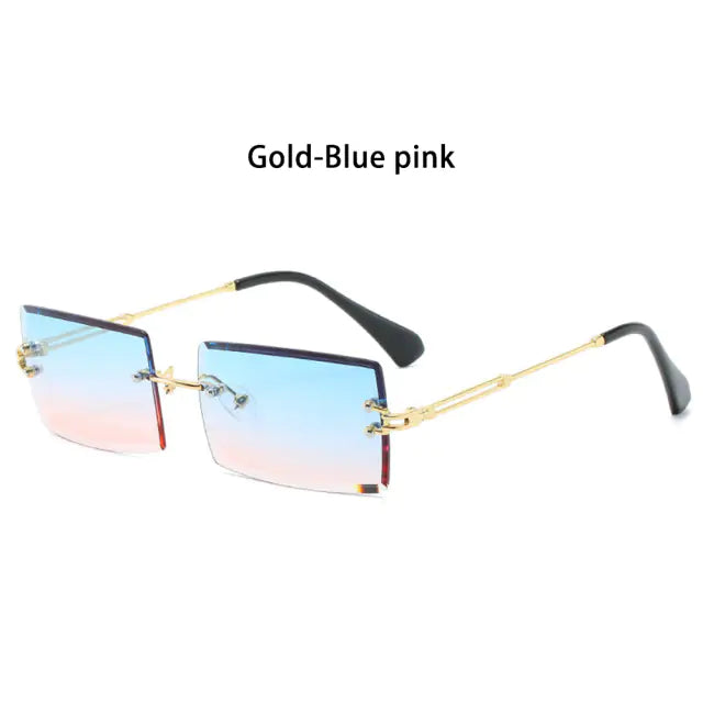 Rimless Small Rectangle Eyewear UV400 Sunglasses