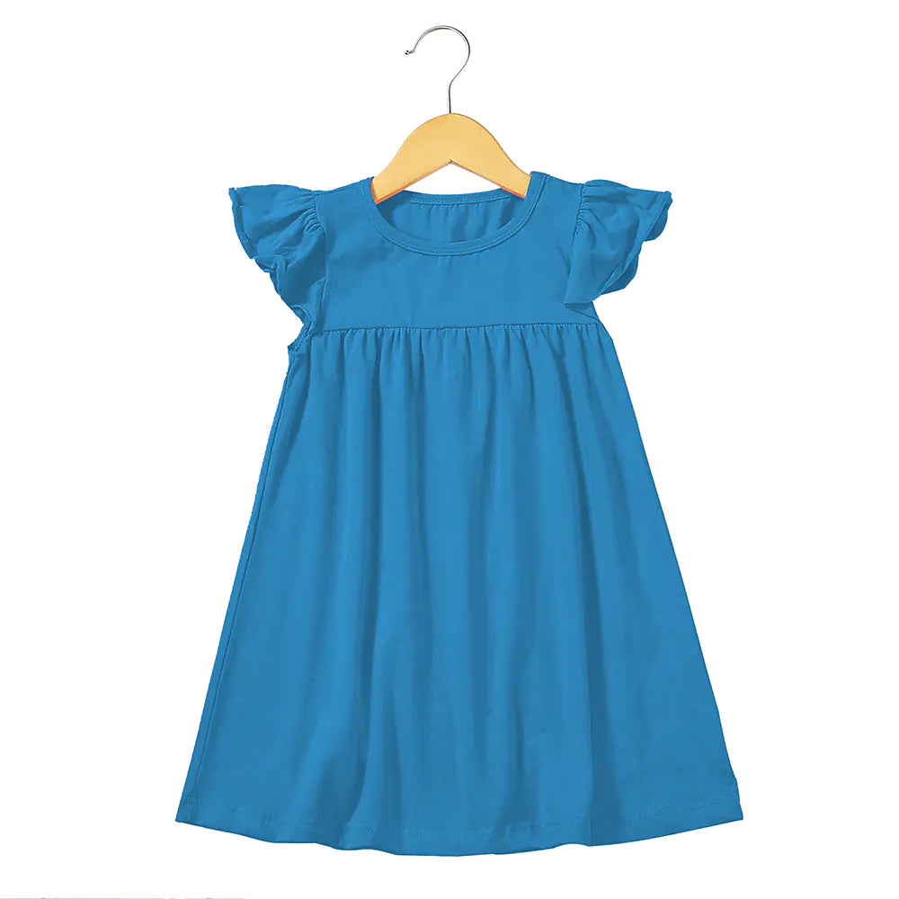 Ruffle Sleeve Knit Cotton Dress for Girls