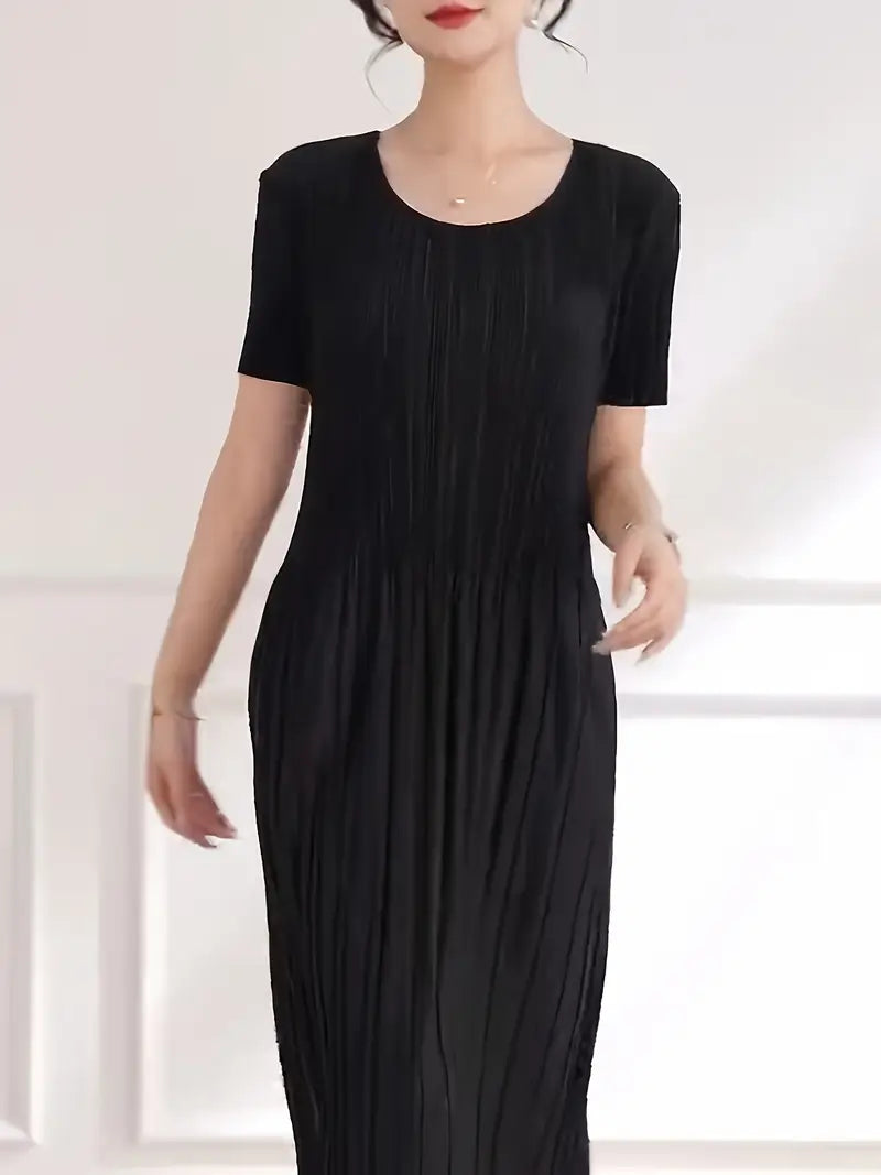 Classic Pleated Polyester Dress