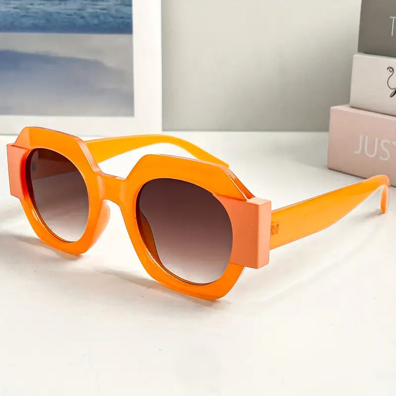 Retro Flat Top Round Polycarbonate Sunglasses