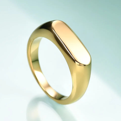 18K Gold Plated Titanium Square Ring