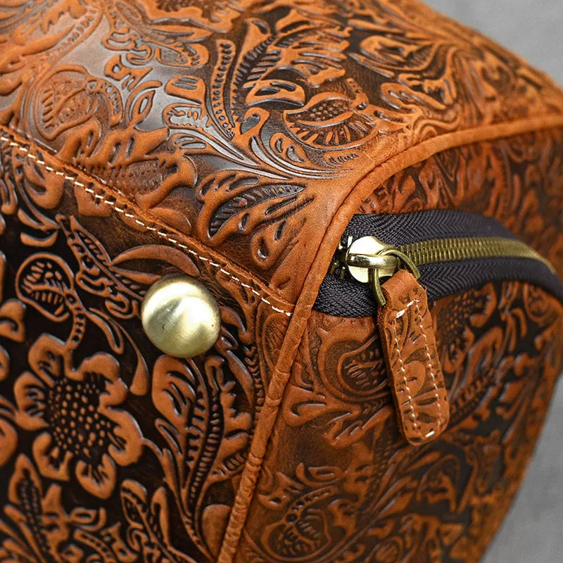 Vintage Crazy Horse Embossed Leather Weekend Bags