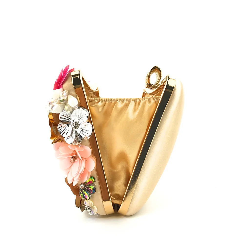 Embellished Floral Evening Clutch Bag