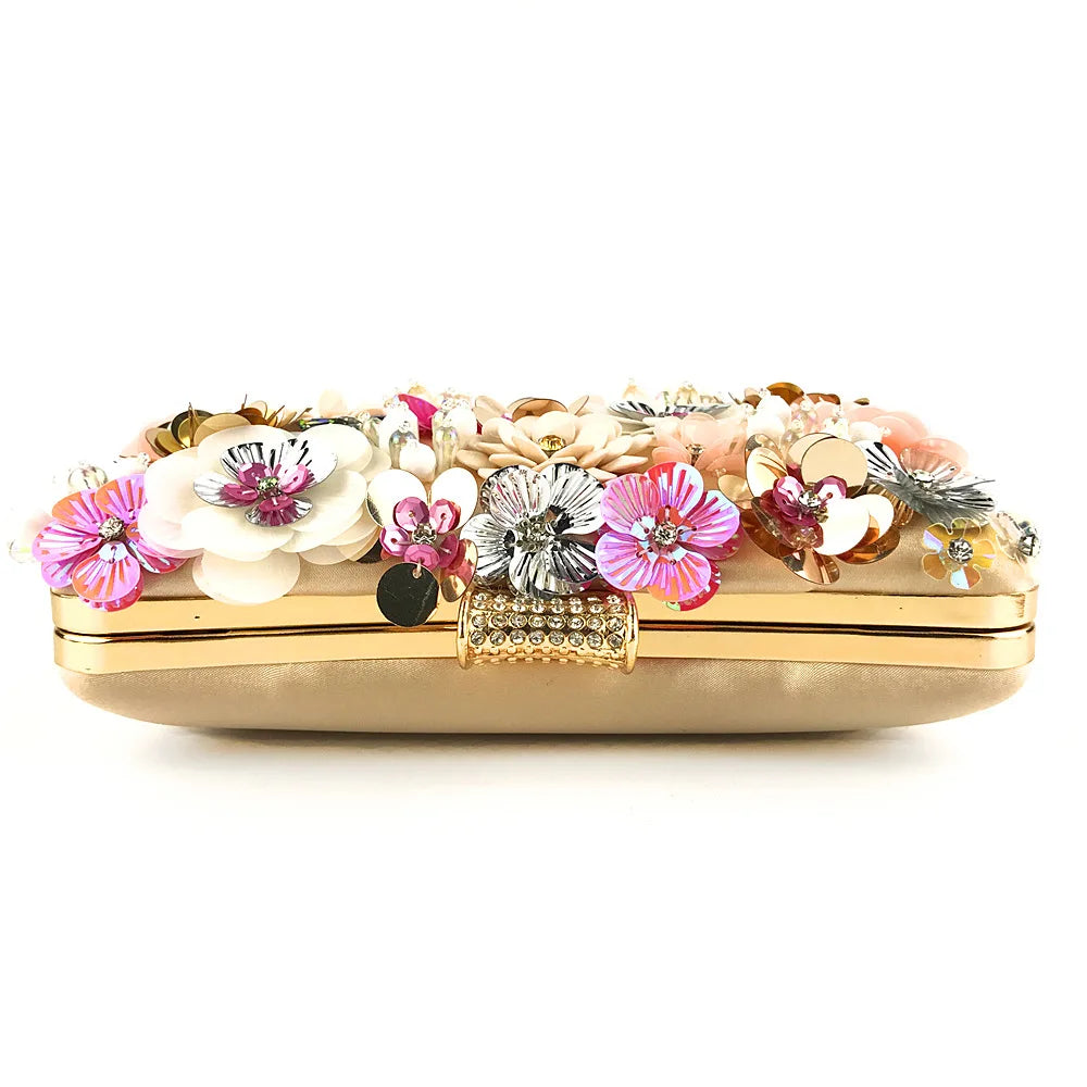 Embellished Floral Evening Clutch Bag
