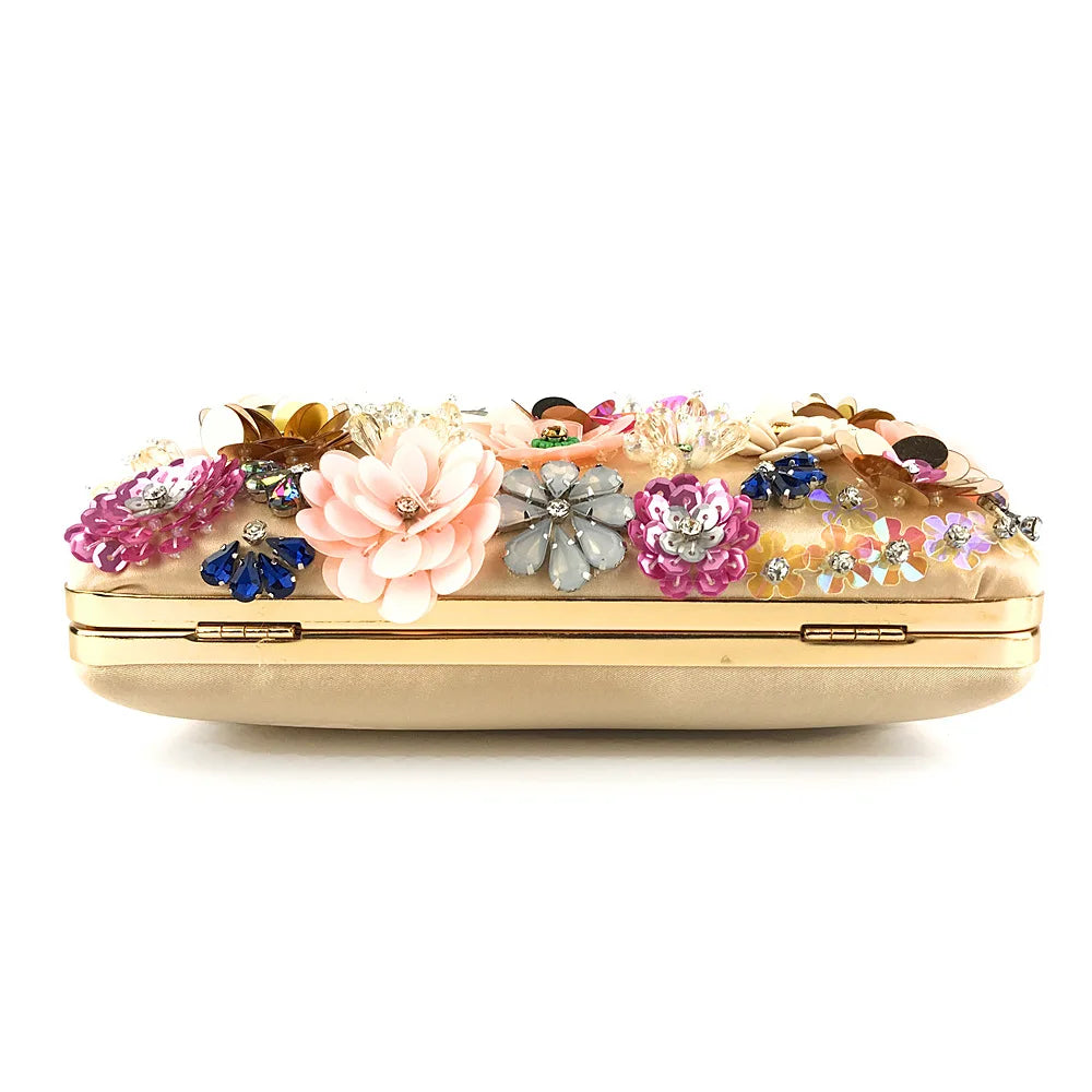Embellished Floral Evening Clutch Bag