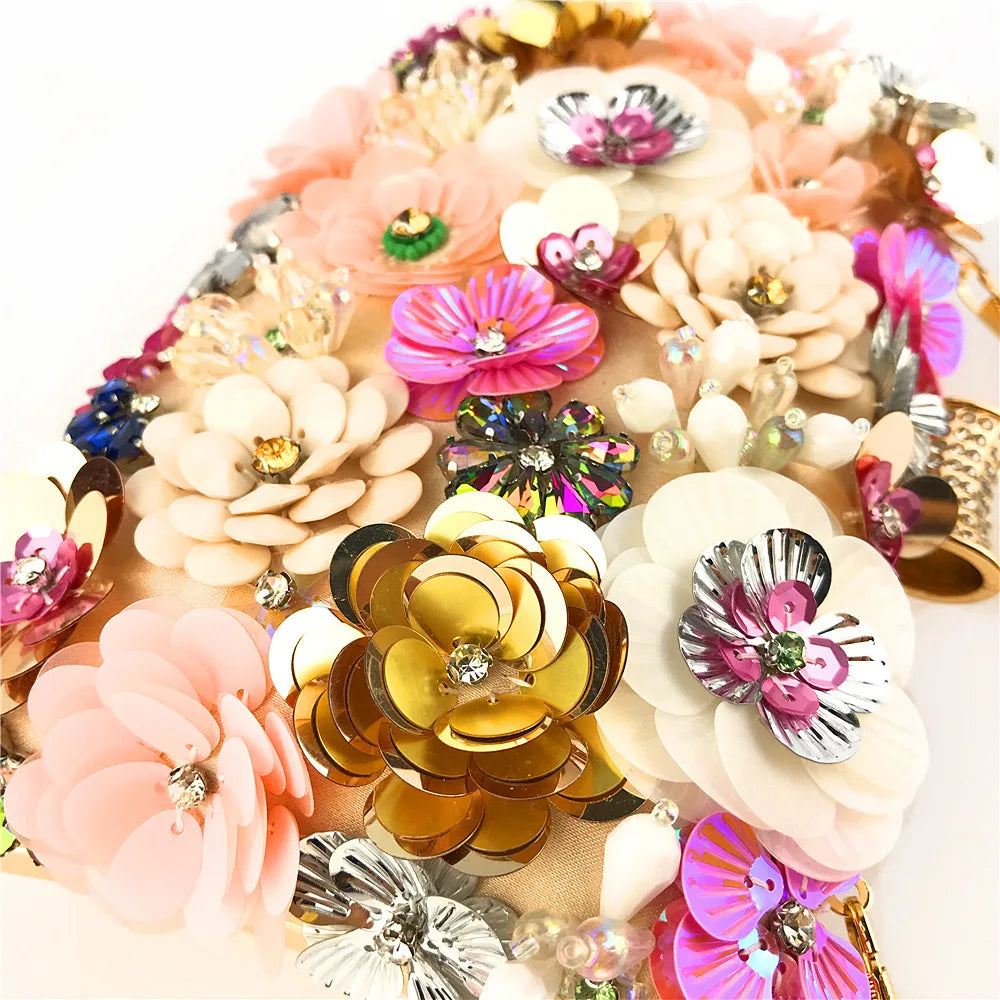 Embellished Floral Evening Clutch Bag