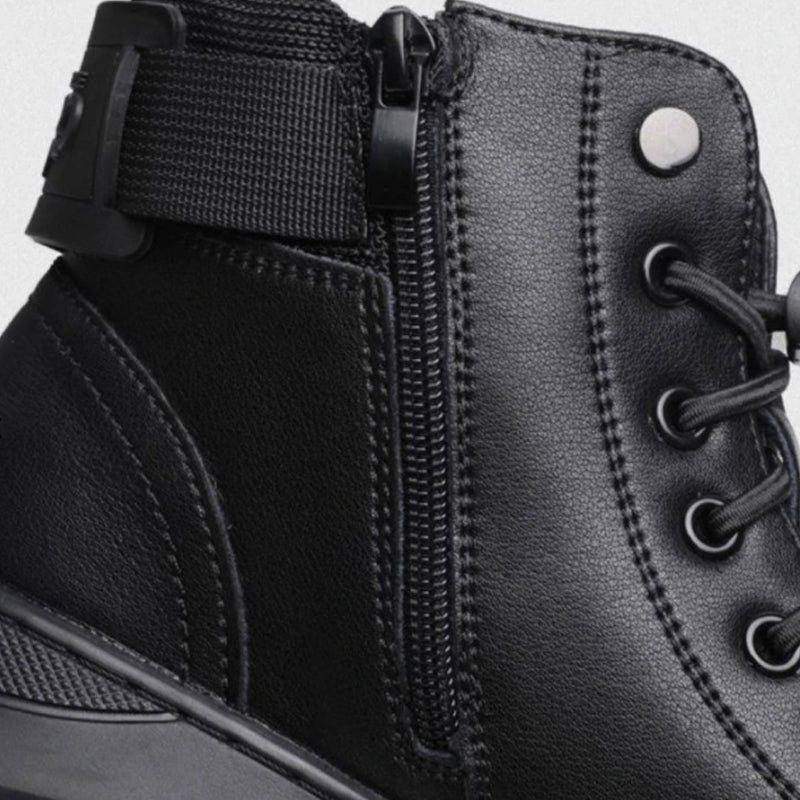 Black Volcan Martini Leather Platform Boots