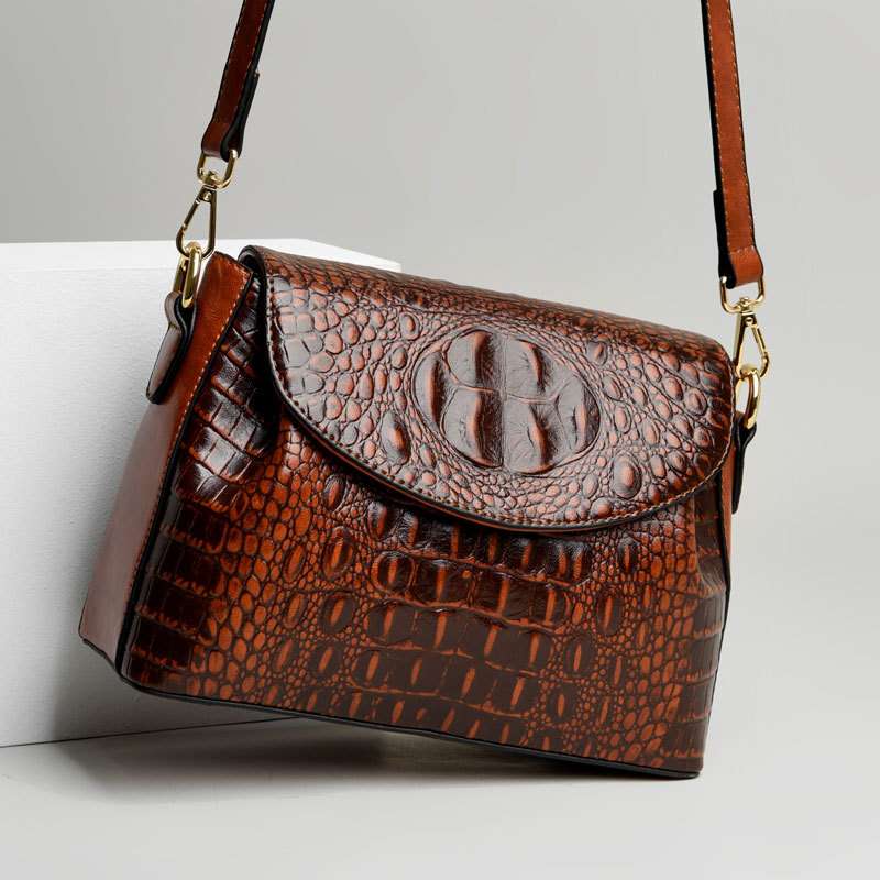 Vintage Crocodile Embossed Crossbody Bag