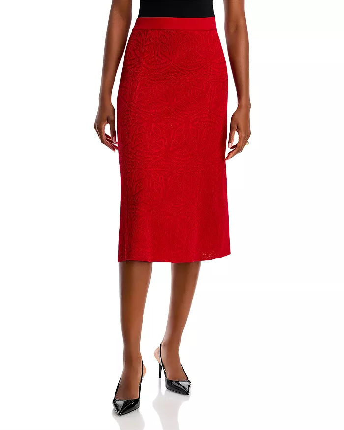 Misook Burnout Midi A-Line Knit Skirt