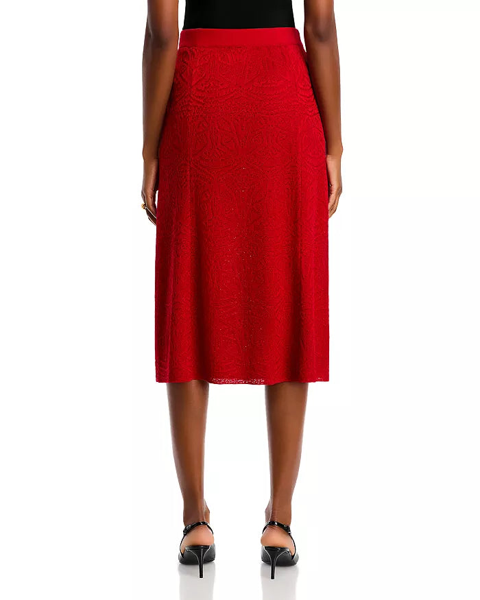 Misook Burnout Midi A-Line Knit Skirt