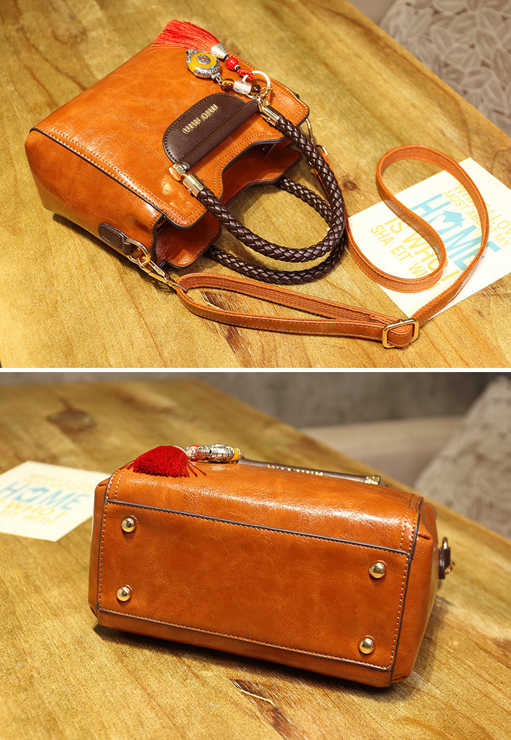 MIU MIN Leather Kelly Handbag