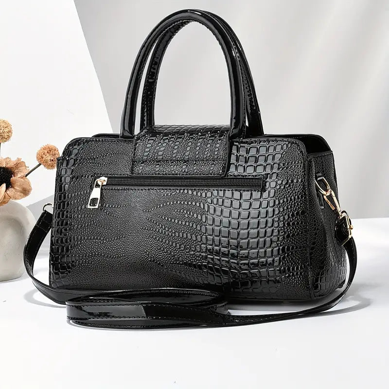 Crocodile Embossed Leather Messenger Bags