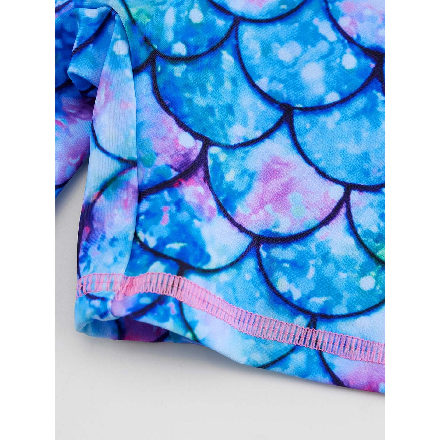 Girls Mermaid One Piece Rash Guard Swimsuits