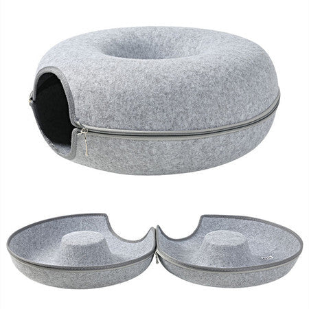 Four Seasons Felt Donut Cat Bed & Tunnel