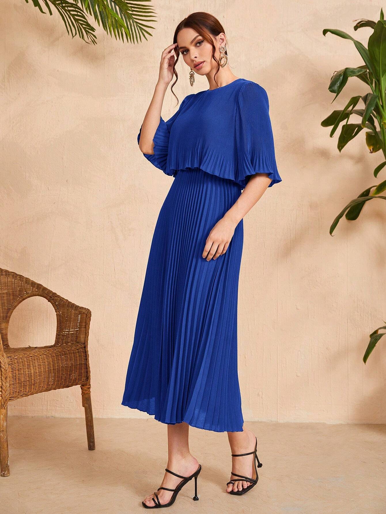 Valentina Ribbed Lightweight Pleated Maxi Dress
