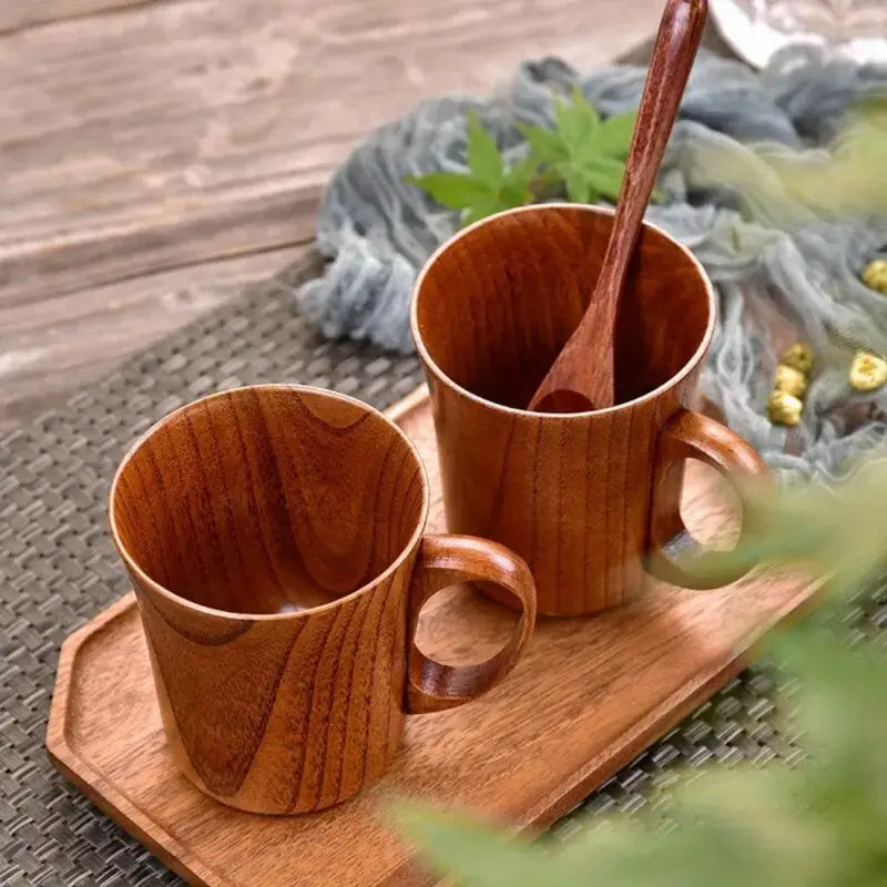 Natural Cherry Wood Mugs