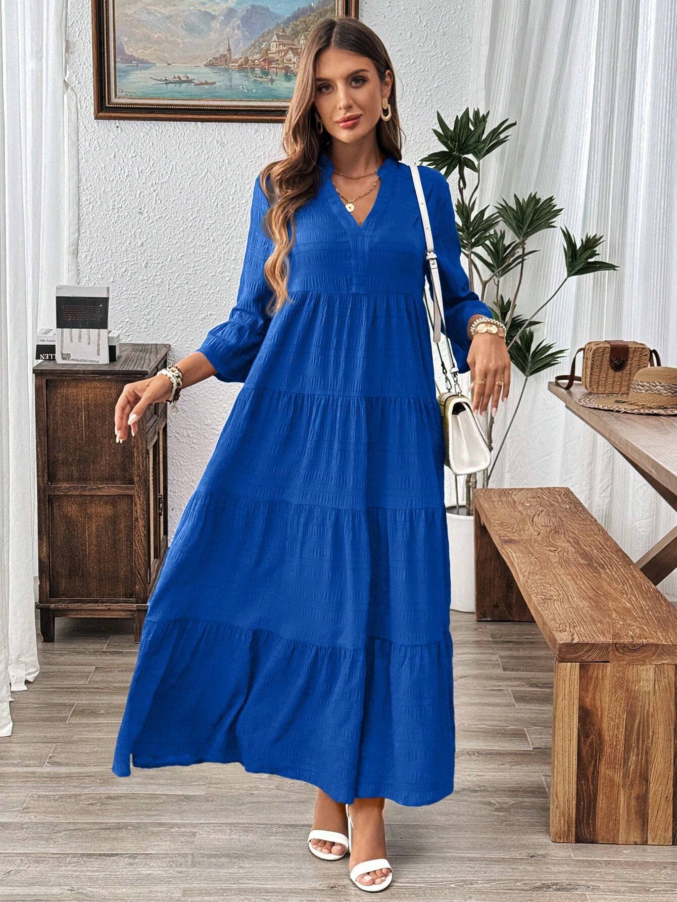 Emery Rose Ruffle Hem Polyester Maxi Dress