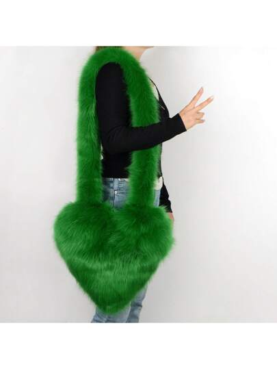 Plush Love Heart Fur Crossbody Bags