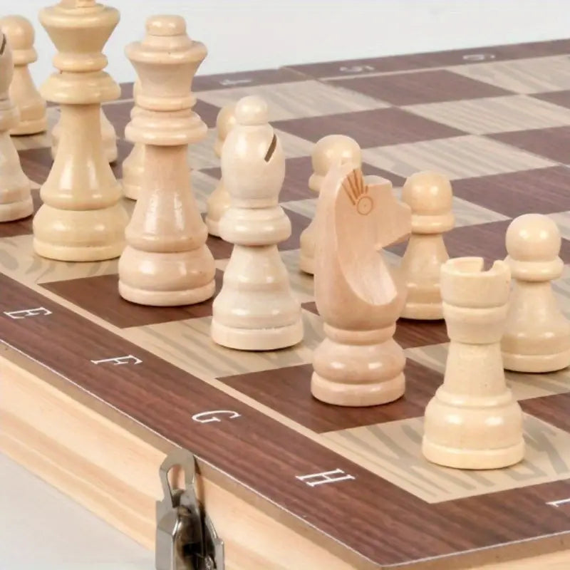 Handmade Traditional Wooden Folding Chess Set