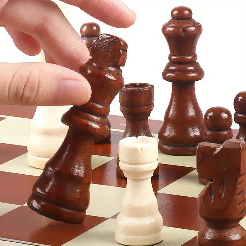 Handmade Traditional Wooden Folding Chess Set