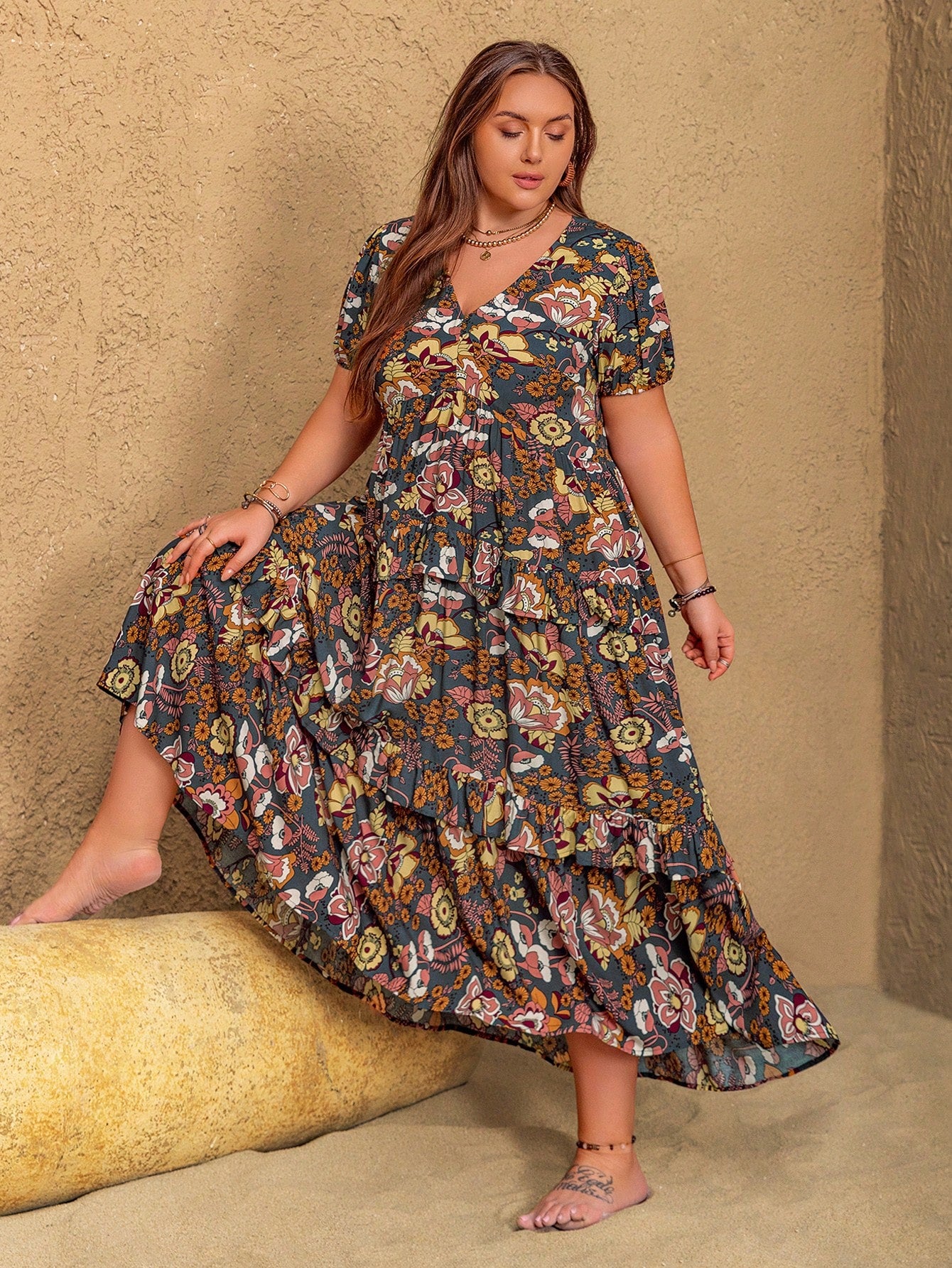 Rustty Dustty Plus Size Viscose Boho Dress