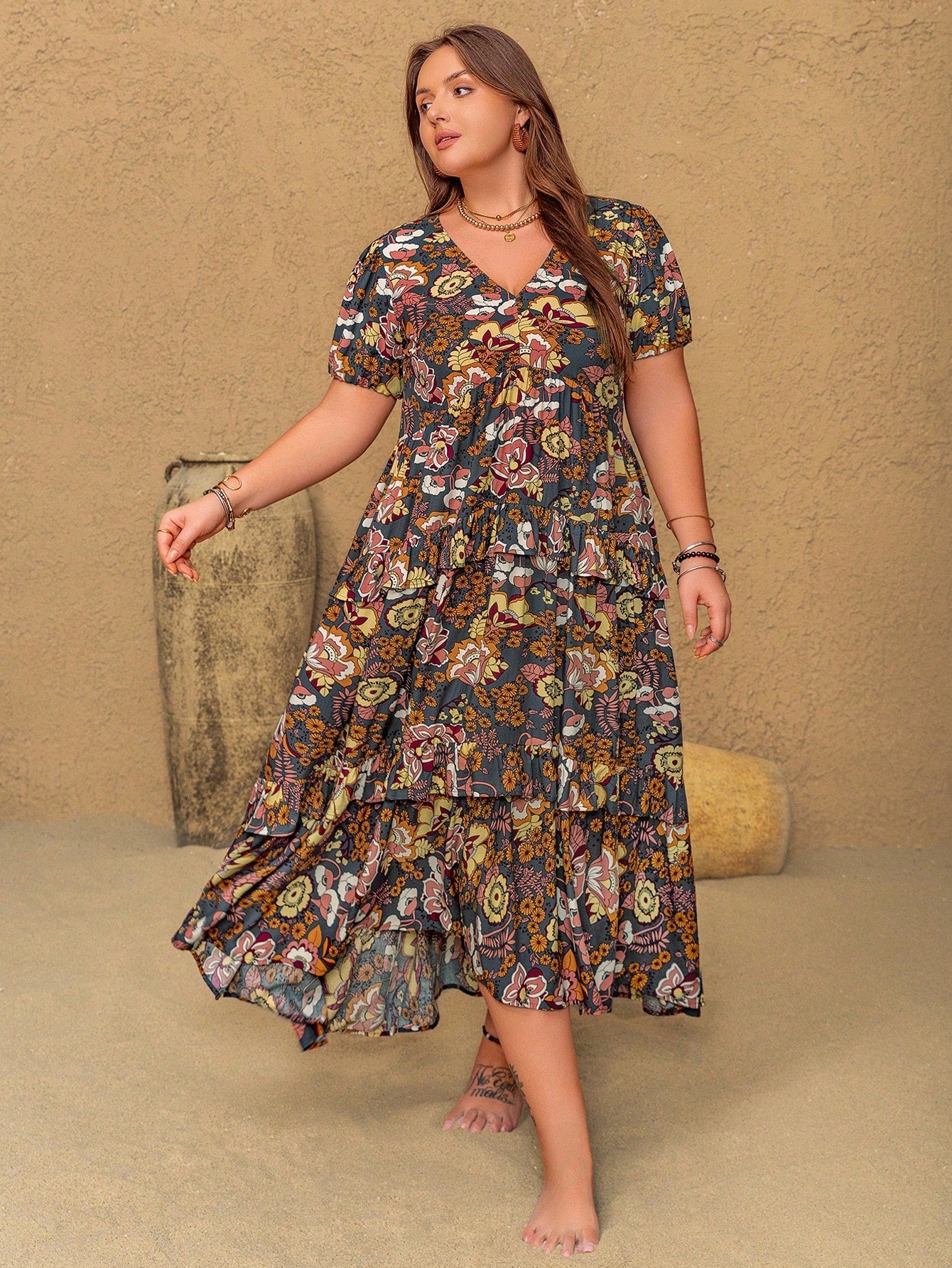 Rustty Dustty Plus Size Viscose Boho Dress