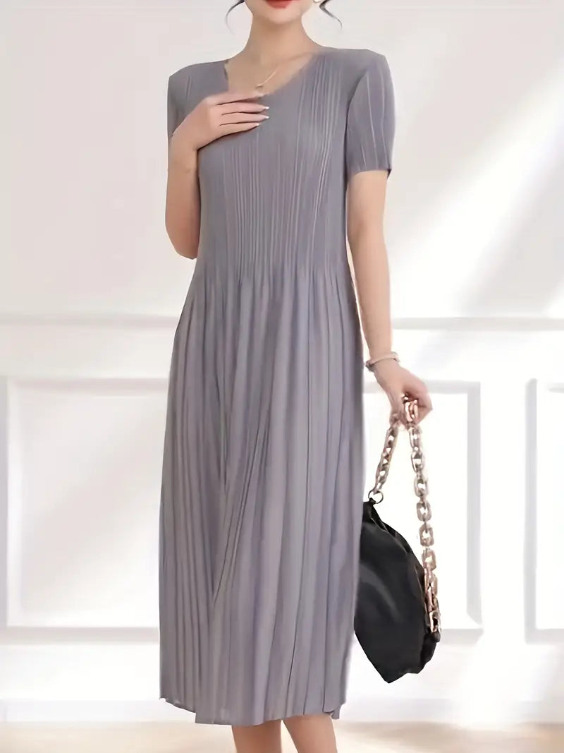 Classic Pleated Polyester Dress