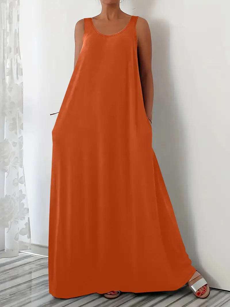 Plus Size A-Line Sleeveless Maxi Dresses