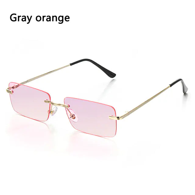 Rimless Small Rectangle Eyewear UV400 Sunglasses