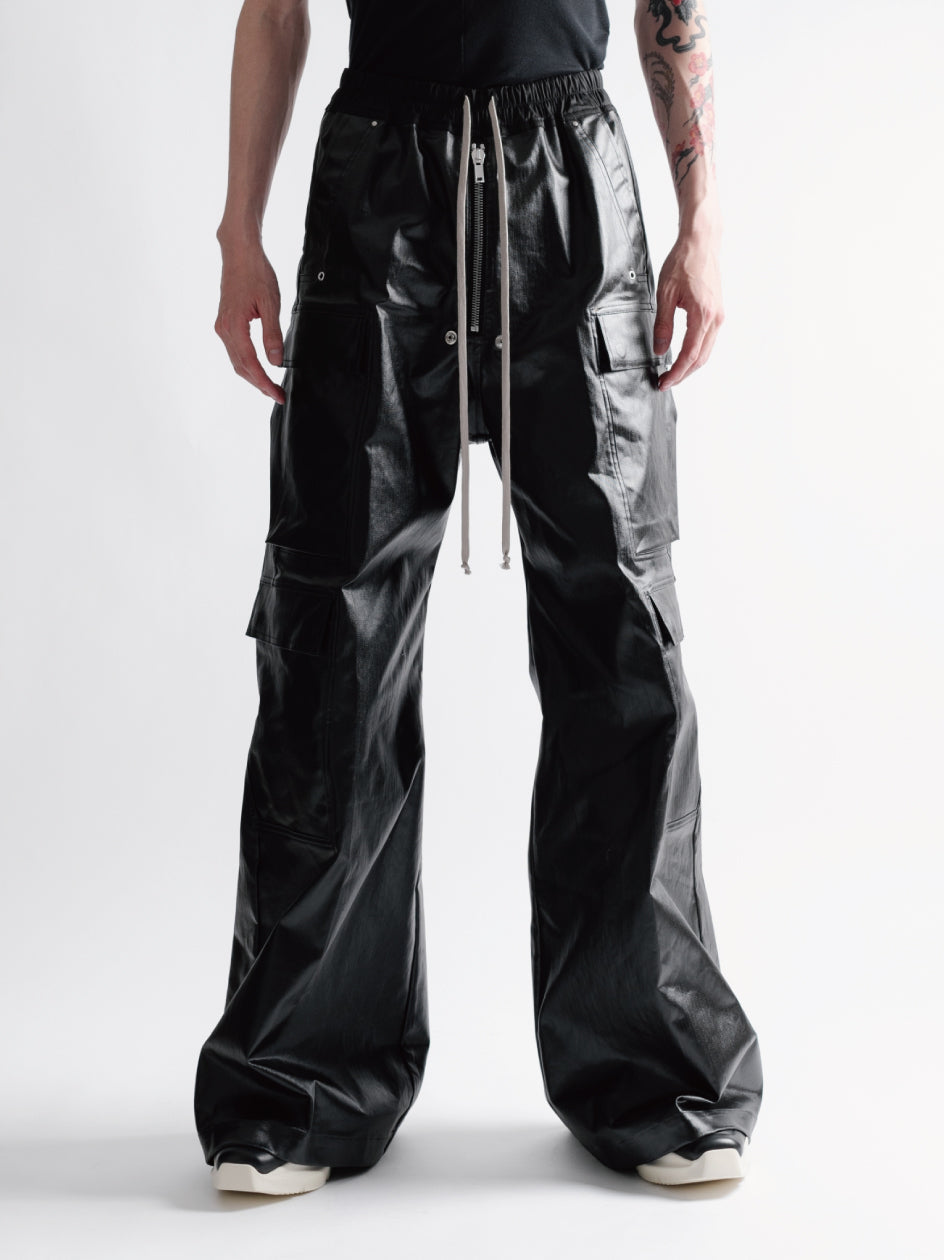 High Street Glossy Black Cargo Pants