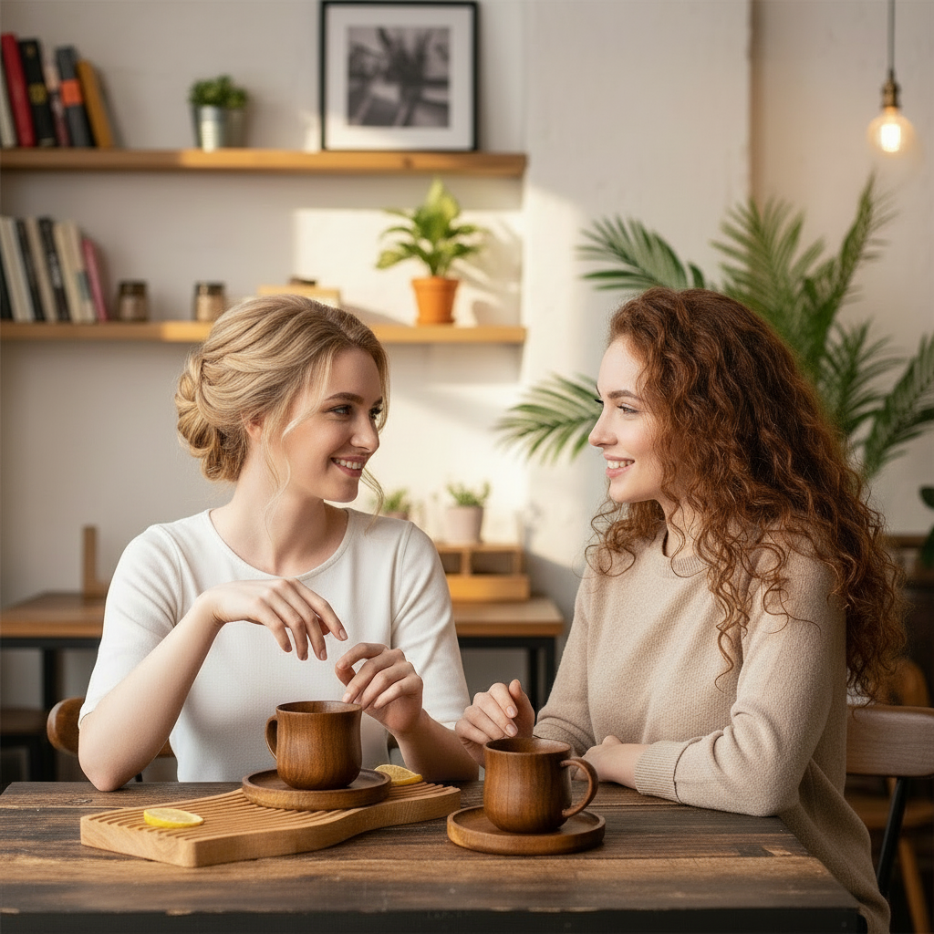 Jujube Solid Wood Cup and Saucer Sets