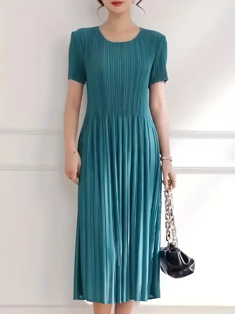 Classic Pleated Polyester Dress