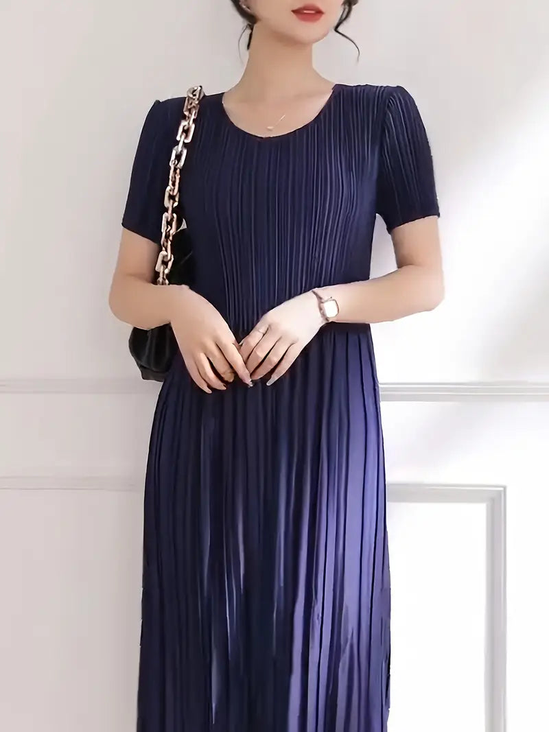 Classic Pleated Polyester Dress