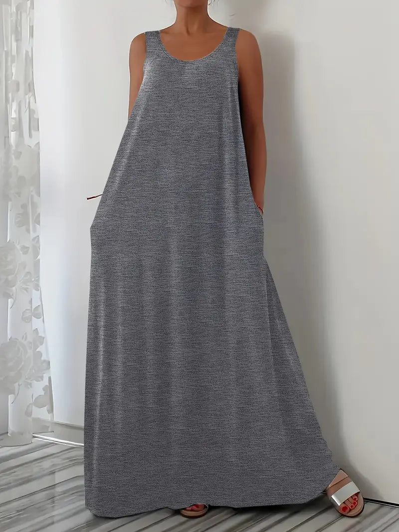 Plus Size A-Line Sleeveless Maxi Dresses
