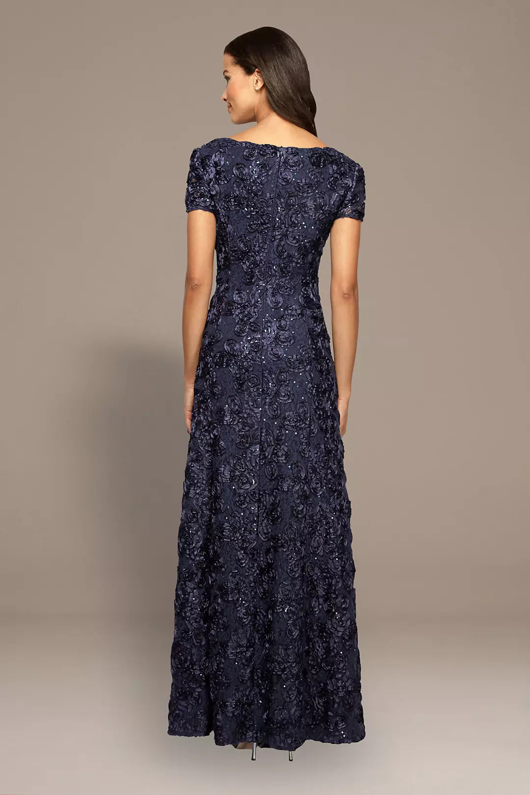 Alex Evenings Embellished Rosette Lace A-Line Evening Dress