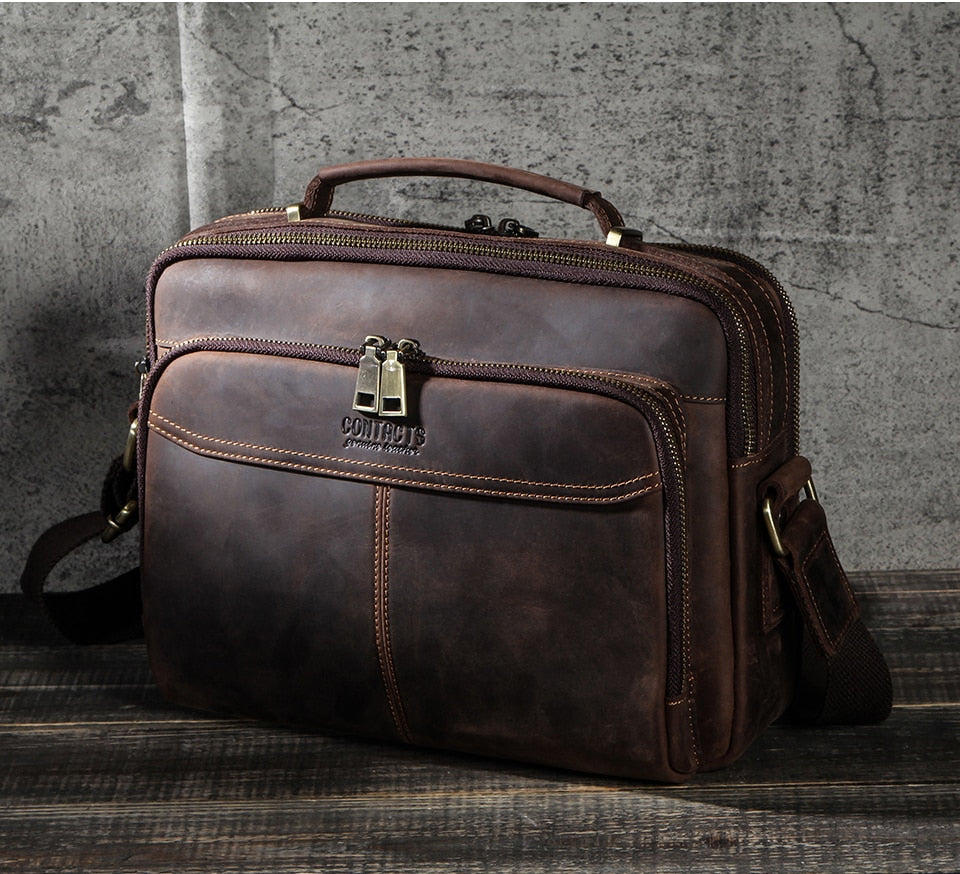 CONTACTS Multifunctional Crazy Horse Leather Bag
