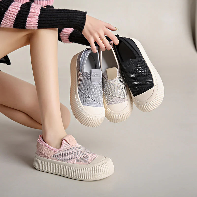 Platform Mesh Slip-On Sneakers