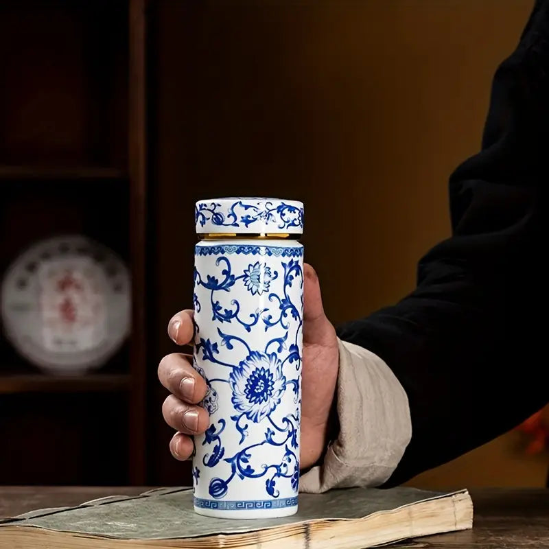 Floral Ceramic Double Insulated Travel Flask