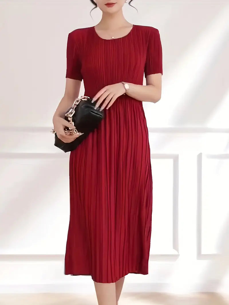 Classic Pleated Polyester Dress