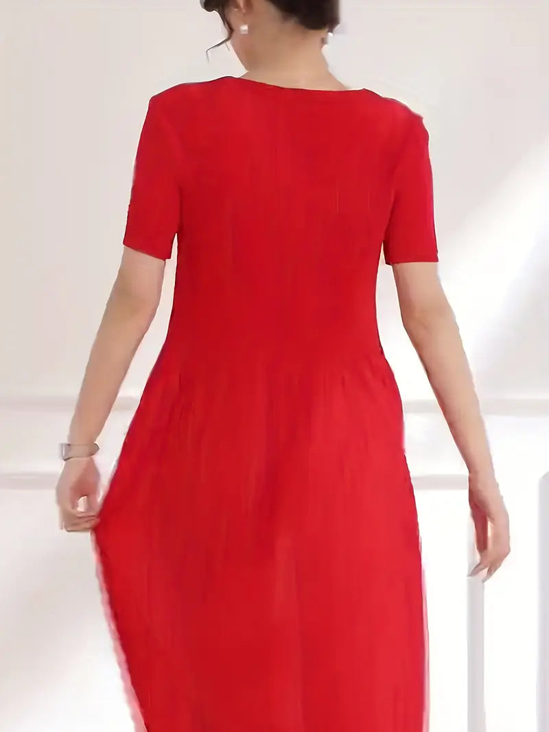Classic Pleated Polyester Dress