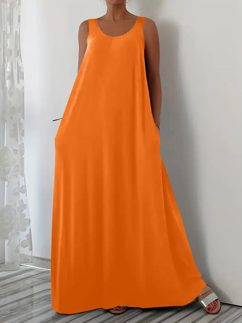 Plus Size A-Line Sleeveless Maxi Dresses