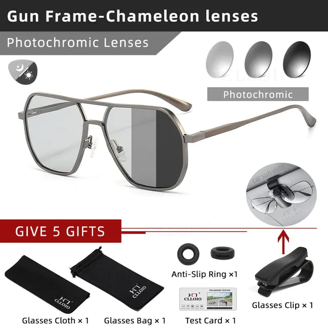 CLLOIO Aluminum Photochromic Polarized Sunglasses