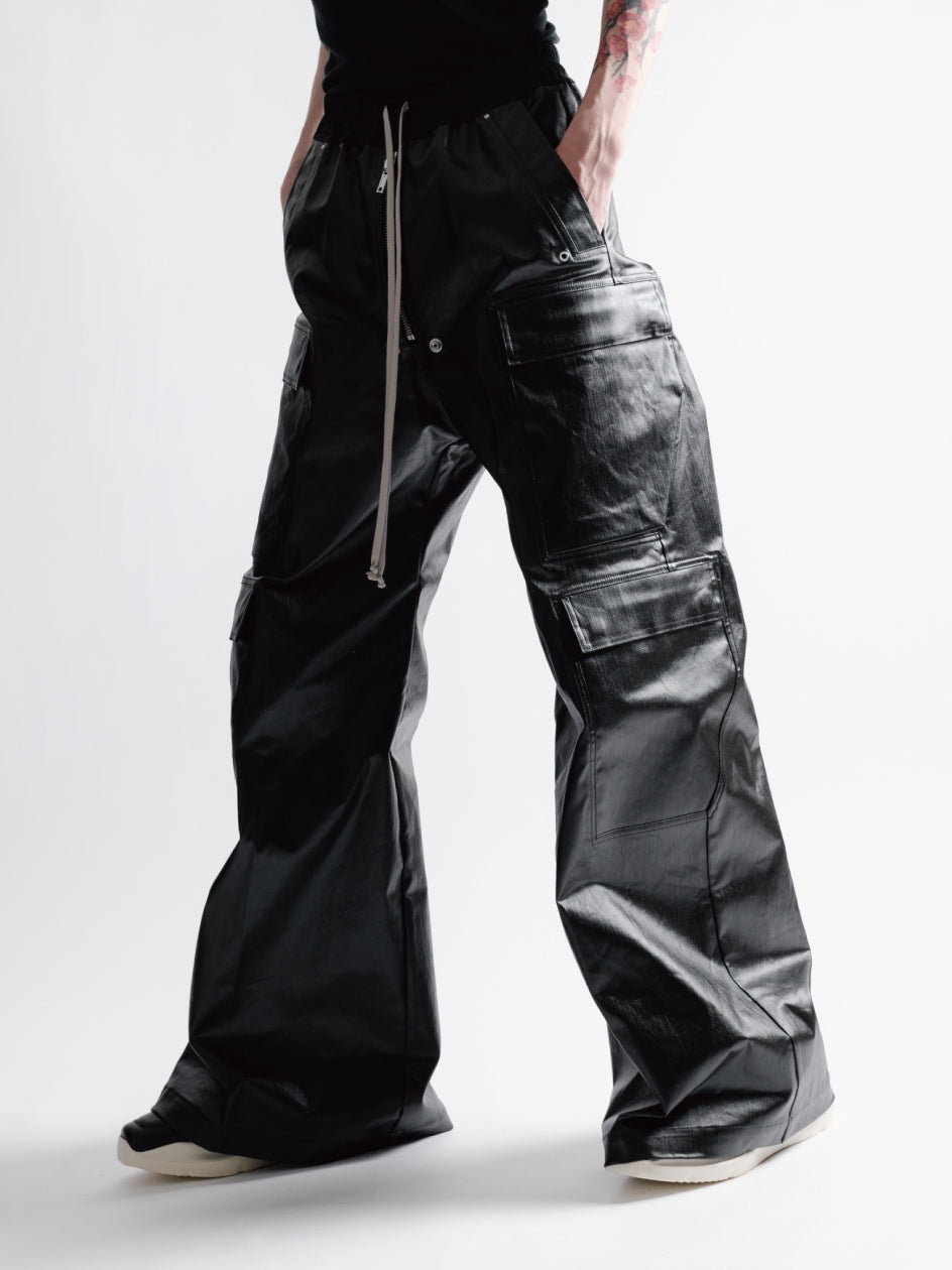 High Street Glossy Black Cargo Pants