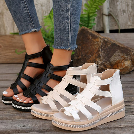 Rhinestone Wedge Platform Sandals