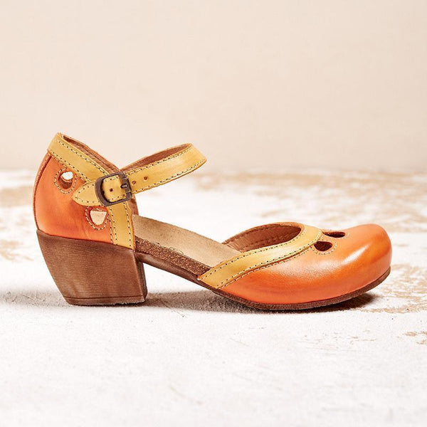 Mary Jane Retro Color Block Sandals